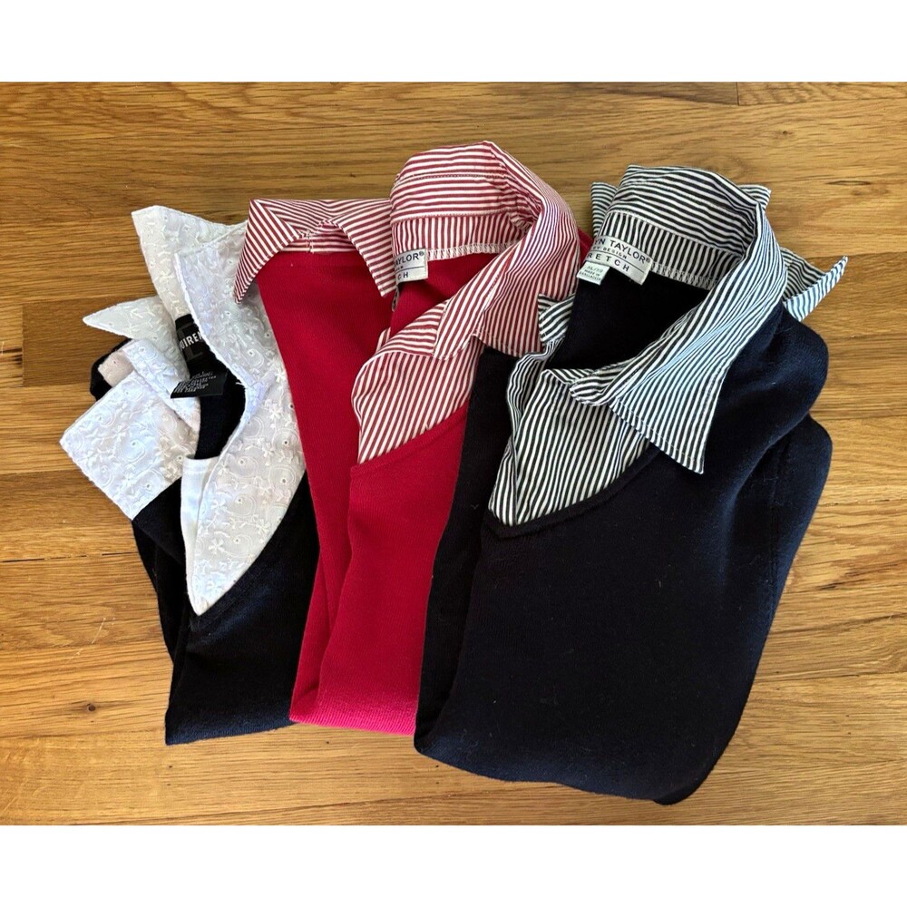 Carolyn Taylor Cotton/Nylon Knit Red V-Neck Stretch Pullover Sweater Lot of 3 XL